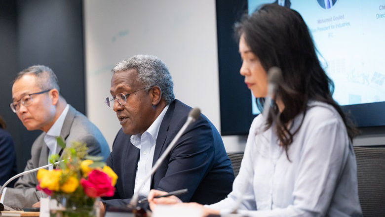 conference attendees at a table
