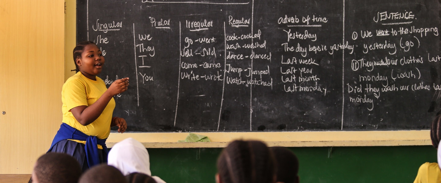 Students in Primary Seven at Zanaki Primary School in Dar es Salaam, Tanzania, during an English language class. Zanaki Primary School is a public primary school started in 1957.