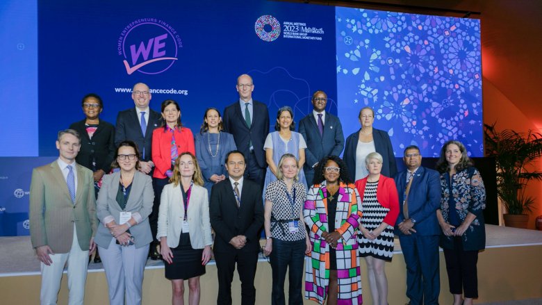 Multilateral development bank leaders celebrate the launch of WE Finance Code