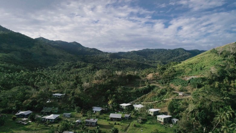 Aerial view of Vunisavisavi, a community in Vanua Levu, Fiji