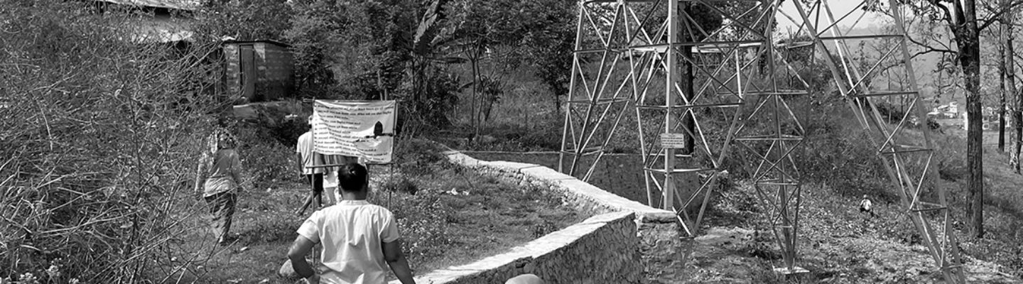 A community near a power line in Nepal