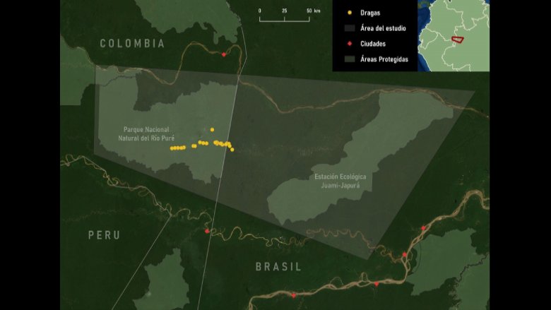 Mapa minería ilegal en la Amazonía