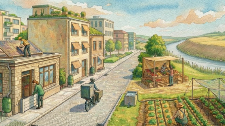 Image of town with implemented climate adaptation measures
