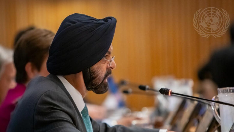 Ajay Banga speaking during UNGA 