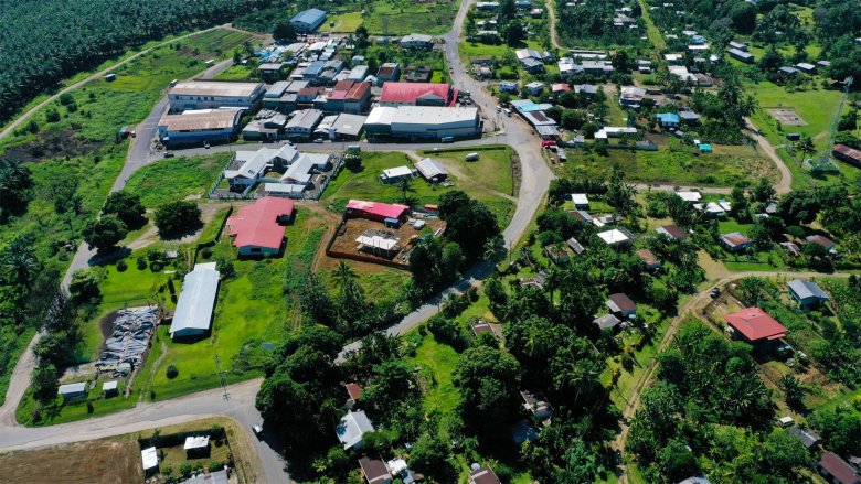 Aerial shot of Bialla Town