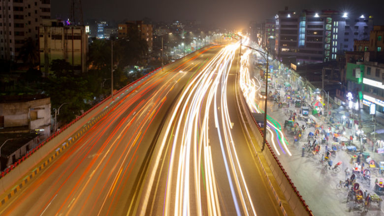 City street at night
