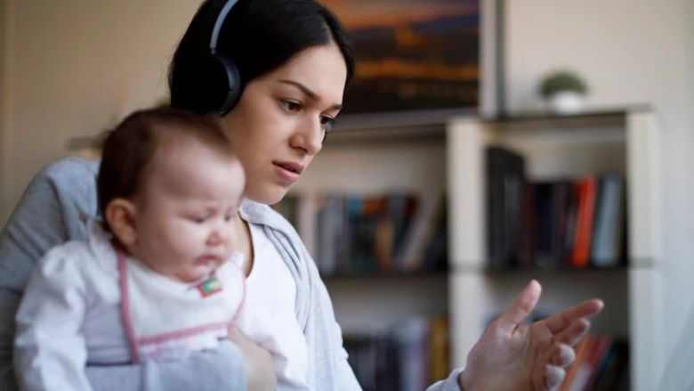 mother in a call