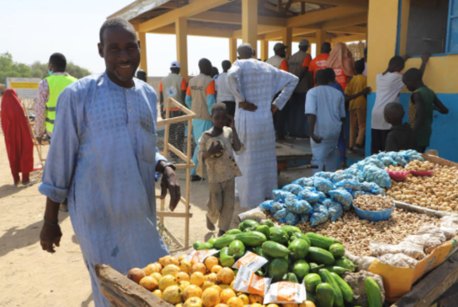 Farmers in Cameroon%27s Fotokol Market sell their produce in a newly rehabilitated facility.