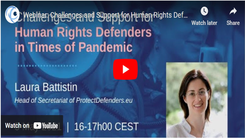Challenges and Support for Human Rights Defenders in Times of Pandemic