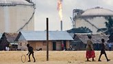 Flaring at a refinery alongside a local community