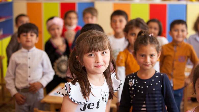 School children in a classroom in Tajikistan