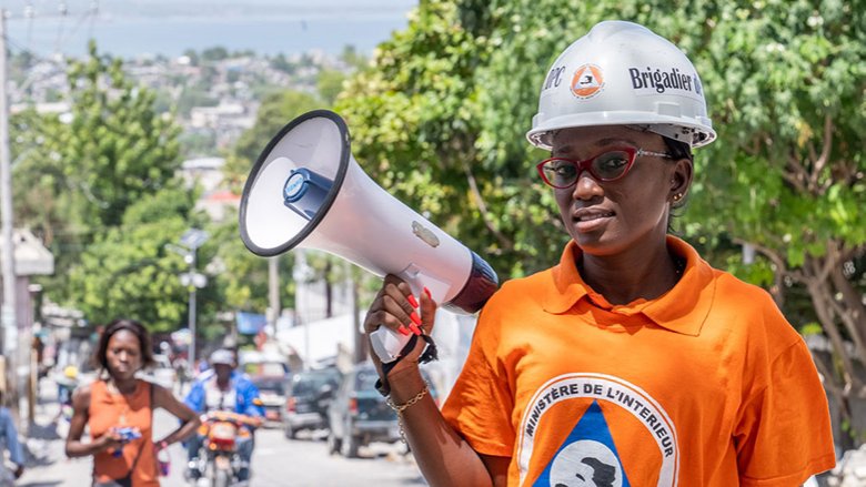 Esthelle Chapron is one of 3,000 trained volunteers who evacuate people and save lives when natural disasters strike Haiti