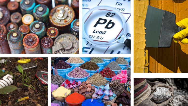 Sources of lead pollution collage