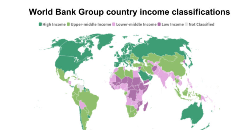 Country income classifications update for FY25 world map