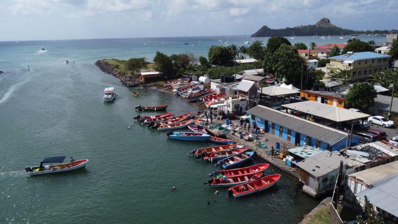 Red boats in the Caribbean