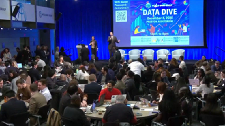 Filled auditorium for opening session of the 2025 Data Hackathon