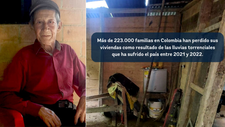 Don Armando sentado en un silla a la entrada de su casa 