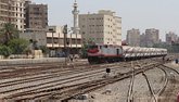 A photo of a train in Egypt.