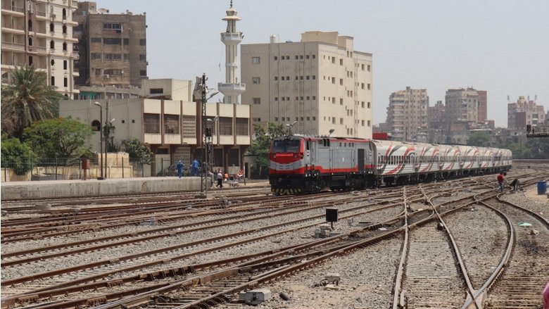 A photo of a train in Egypt.