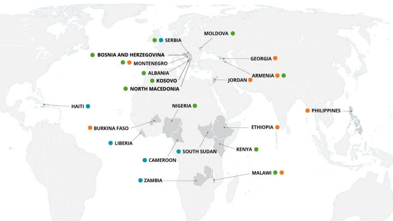 Map of countries where G&I umbrella program operates