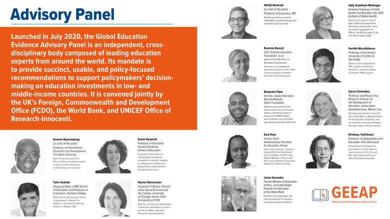 Headshots of Global Education Evidence Advisory Panel