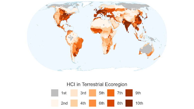 Map of Human Coexistence Indicators for terrestrial environments
