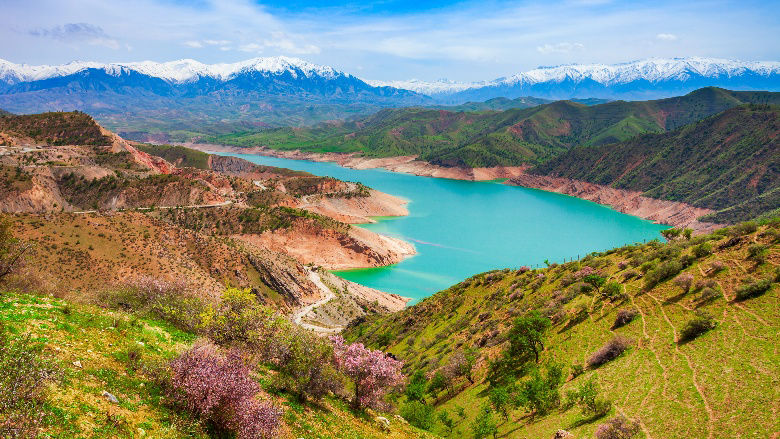 Hisorak water reservoir near Shahrisabz, Uzbekistan 