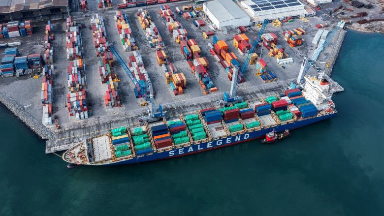 photo of port and cargo ship