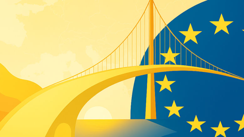 yellow bridge leading towards the EU start circle