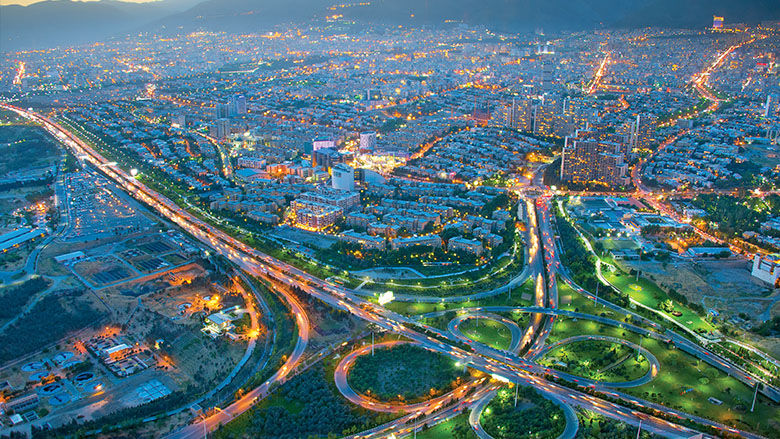 Skyline of Tehran at beautiful sunset. Iran - Economic Monitor Spring 2024