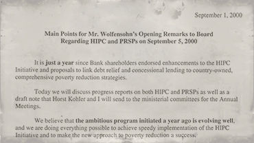 President Wolfensohn's remarks to the Board regarding HIPC and PRSPs