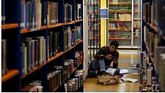 Law student at Catholic University of Peru, Jean Franco Gutierrez Quevedo studies at the library in Lima, Peru on June 27, 20