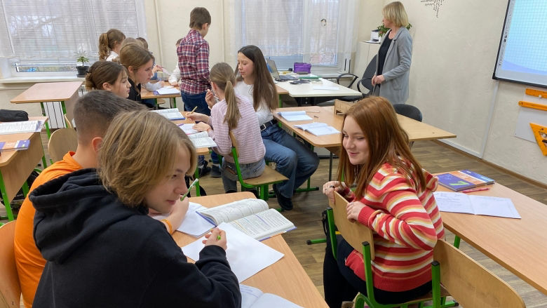 Ukraine, children in class
