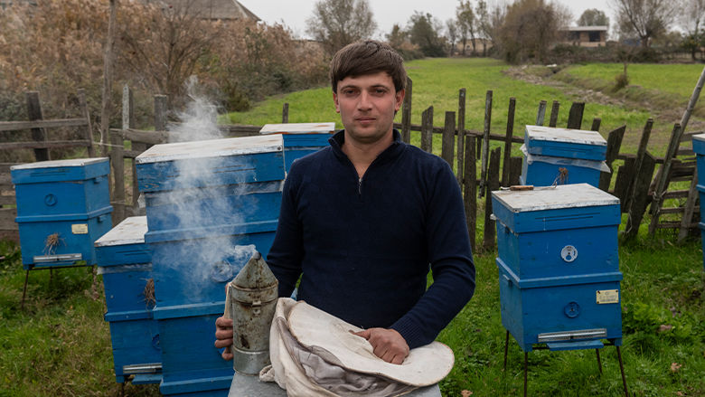 Özcan Ahmadli, farmer and honey producer.