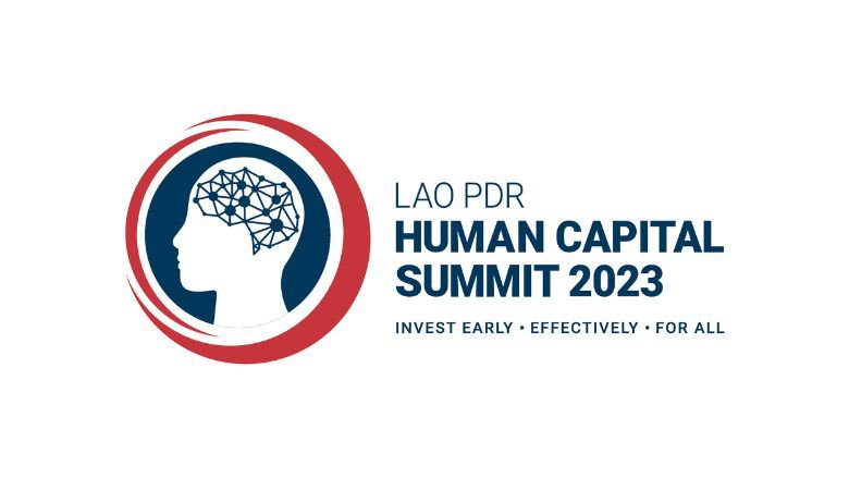 Logo for the first Lao Human Capital Summit, 2023. Features a human head silhouette with firing brain connections