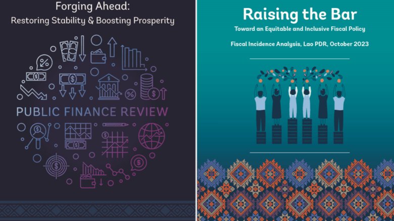 Covers of two reports on Lao public finances