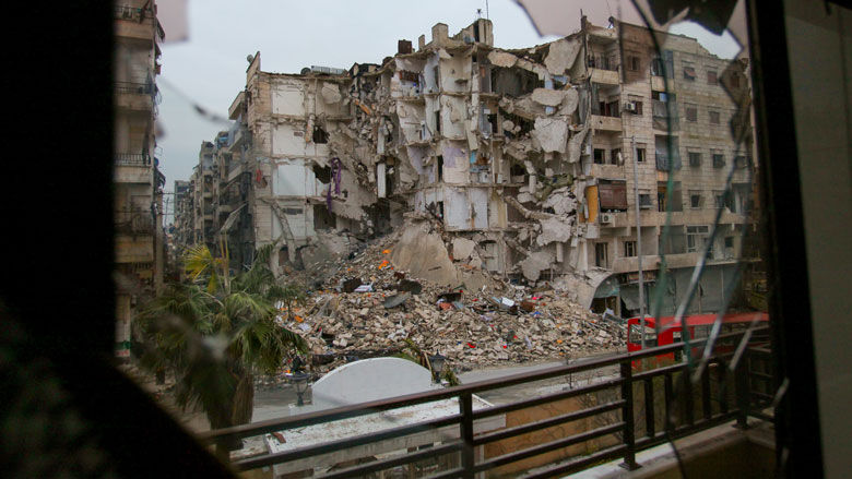 The rubble of a building destroyed by the earthquake that struck Turkey and Syria in the early hours of February 6, 2023. 
