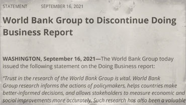 Statement -- World Bank Group to discontinue Doing Business report