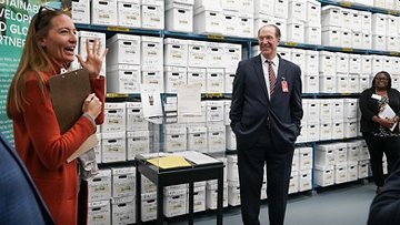 President Malpass visiting the Archives record center