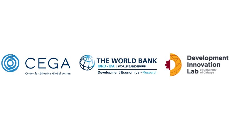 Logos of CEGA (UC Berkeley), Development Economics VP (World Bank) and DIL (UChicago)