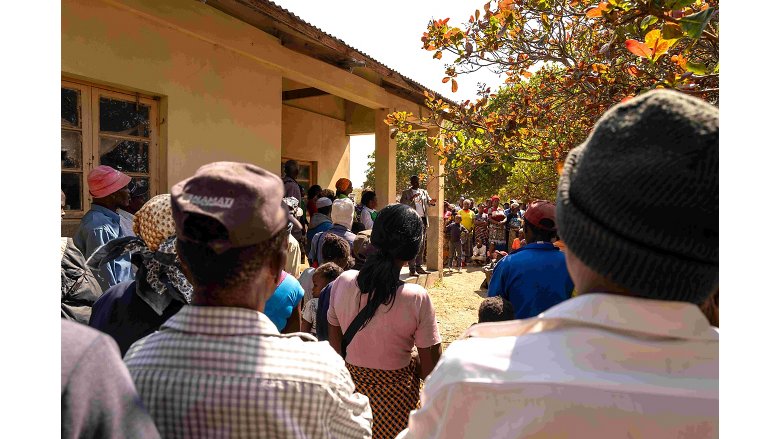 People in Mozambique lining up to register for IDs