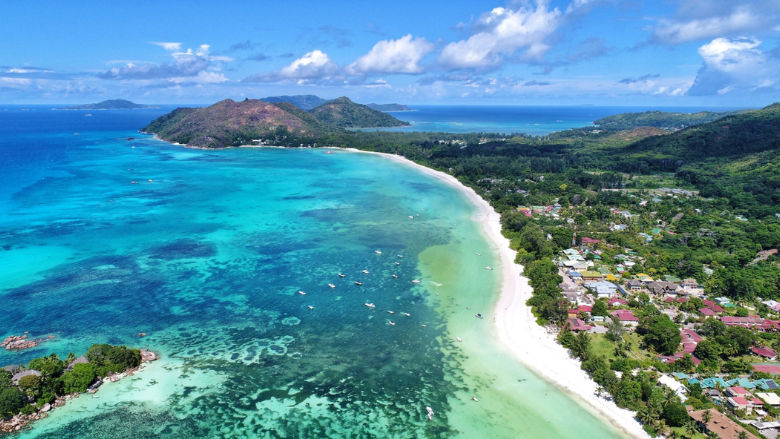 The Seychelles coastline is naturally protected by coral reefs