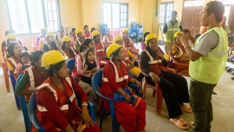 Women attending skills training session