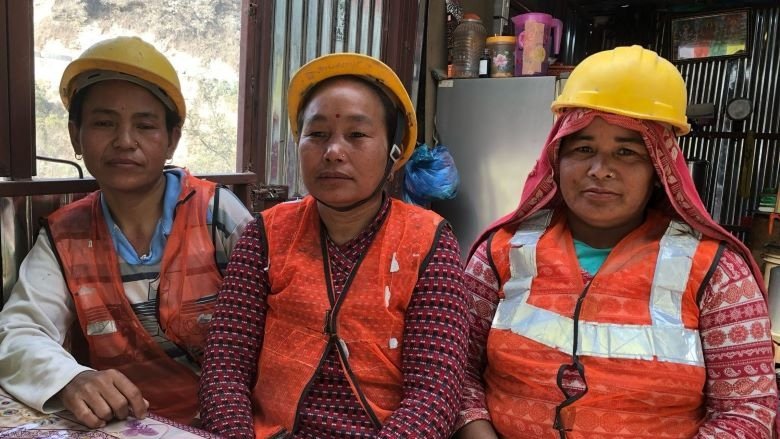 Female road construction workers from Nepal 