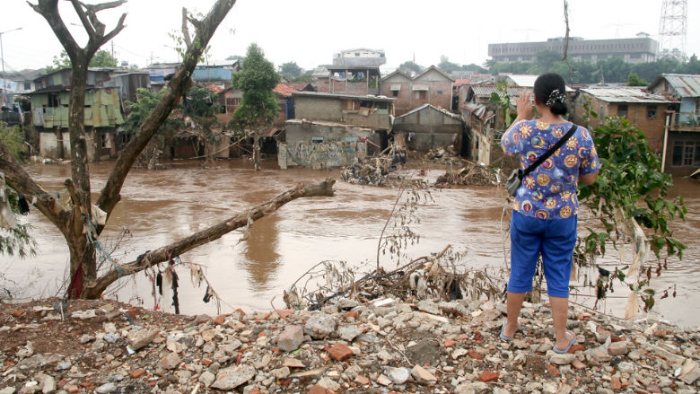 Houses in Kaibata, Indonesia, submerged by the overflowing of Ciliwing River, 2007