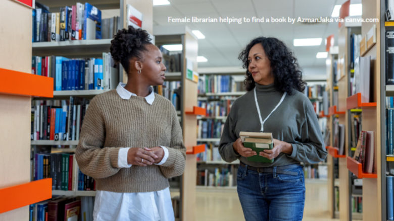 two women in a library