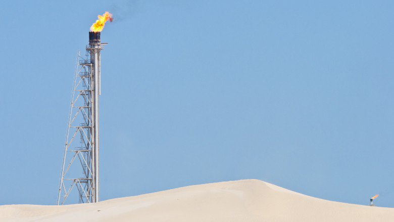 Gas flare in desert