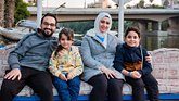 Portrait of a family in a boat in Cairo