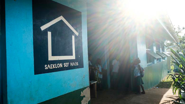 A school on Efate island, Vanuatu which also serves as a Cyclone Safe House (Saeklon Saef Haos) – and that has provided shelt