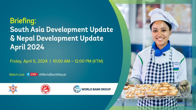 Banner for the briefing event on South Asia and Nepal Development Update April 2024